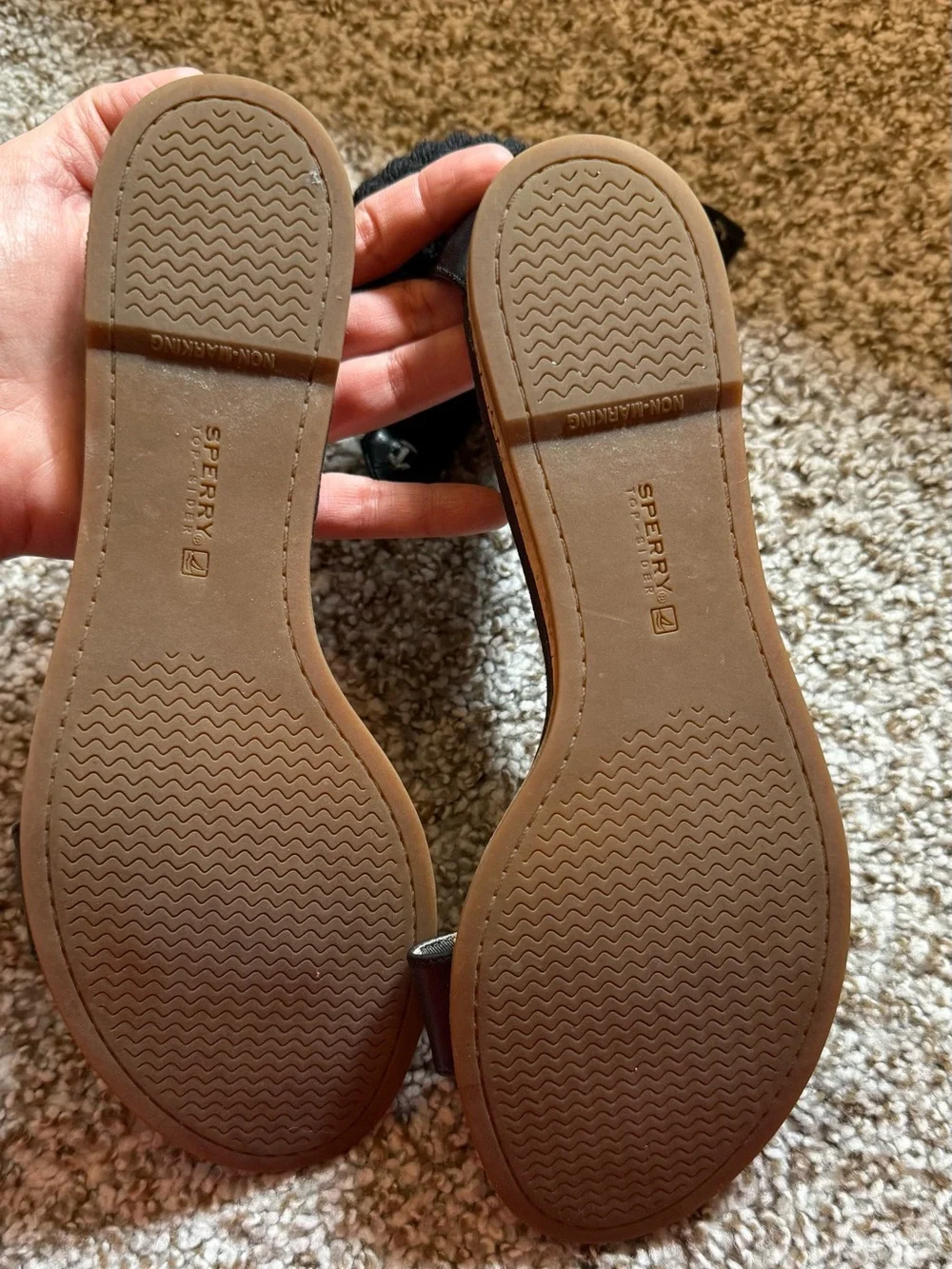 Sperry Black Braided Ankle-Strap Flat Sandals 8
